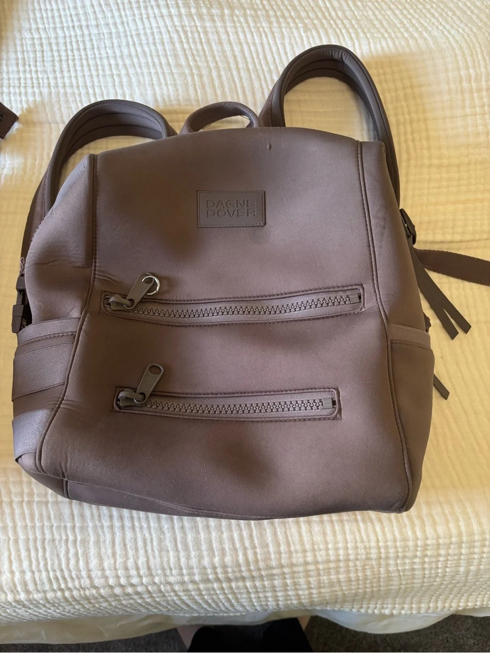 Dagne Dover in Dune Landon carryall and Indi diaper bag Set